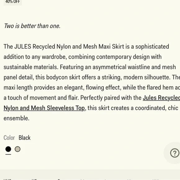 Meshki Jules Recycled Nylon And Mesh Maxi Skirt - Black size small, NWT - Picture 7 of 8